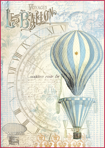 Рисовая бумага для декупажа Stamperia DFSA4114 Воздушный шар, голубой